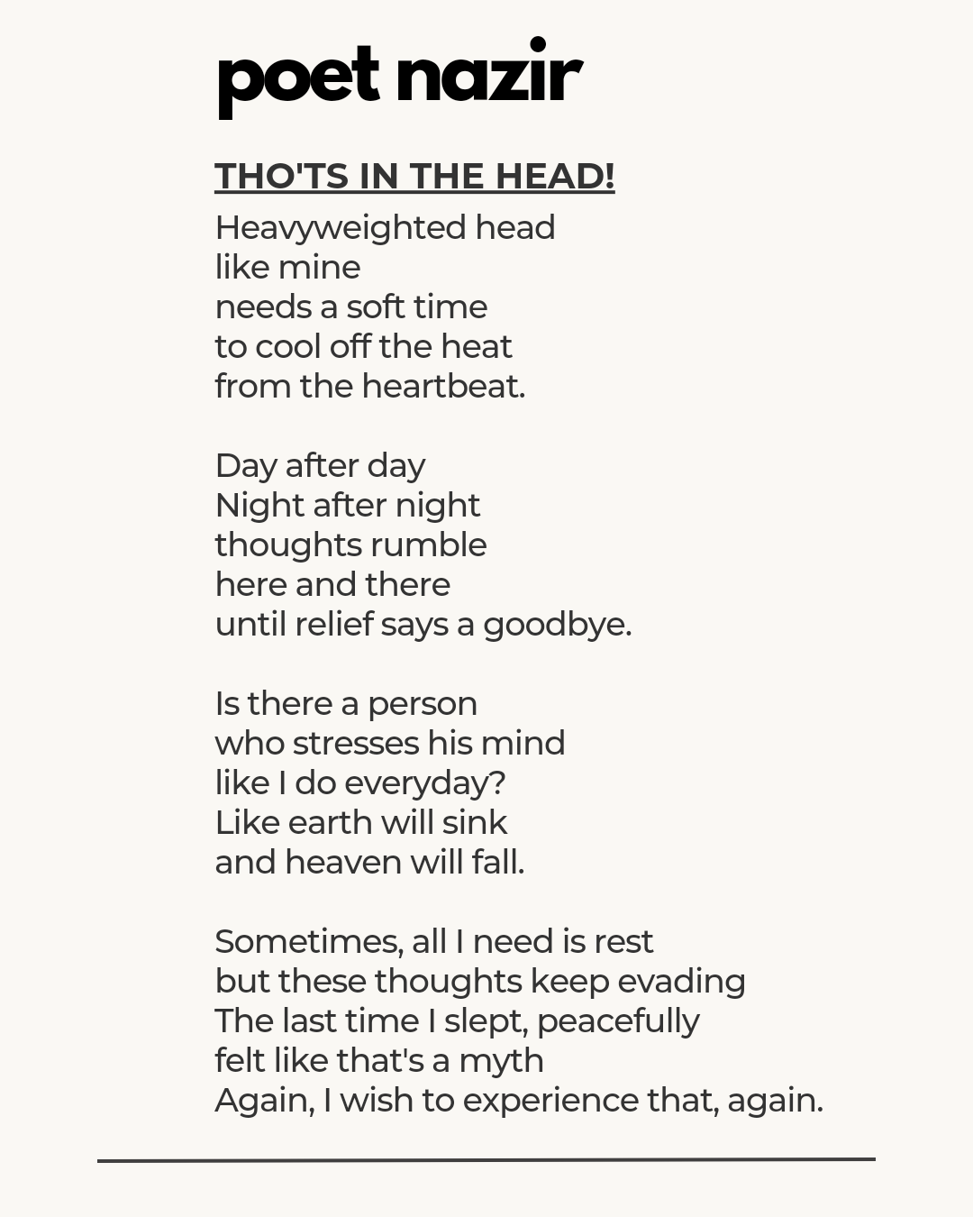 THO'TS IN THE HEAD by Poet Nazir